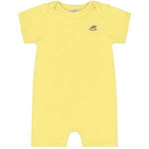 Macacão curto para bebê em suedine Amarelo Bebê - Up Baby