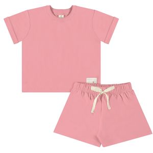 Camiseta c/ Short em Algodão Sustentável Rosa Nature - Up Baby
