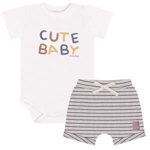 Body curto c/ Short para bebê em algodão egípcio Cute Baby - Mini & Co.