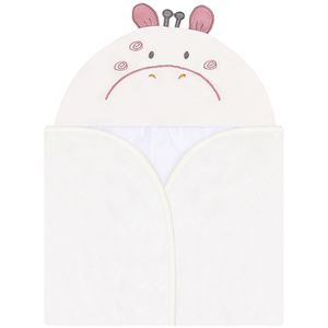 Toalha de banho c/ forro em fralda para bebê Girafinha Rosa - Mini & Co.