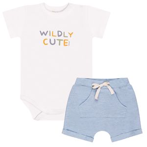 Body curto c/ Short para bebê em algodão egípcio Wildly Cute - Mini & Co.
