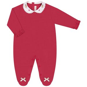Macacão longo c/ golinha para bebê em algodão egípcio Amiguinhas Vermelho - Mini & Co.
