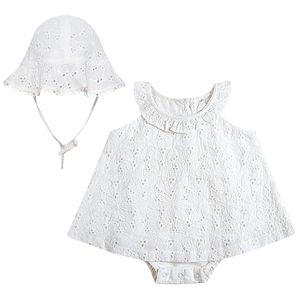 Body Vestido c/ Touquinha para bebê em laise Branco - Tip Top