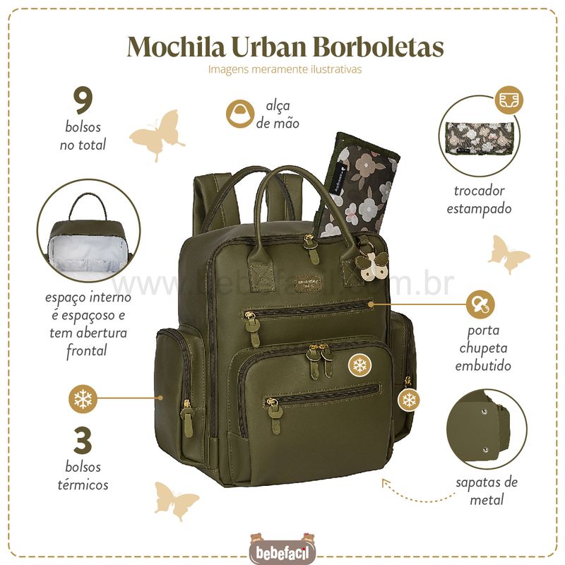 MB11BBO313-E-Mochila-Maternidade-Urban-Borboletas-Oliva---Masterbag