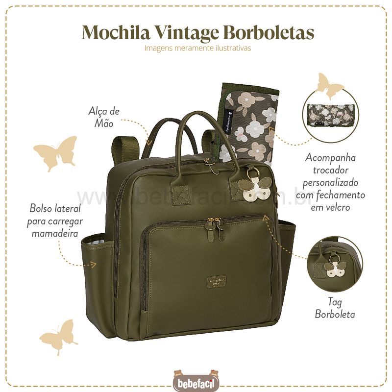 MB11BBO315-E-Mochila-Maternidade-Vintage-Borboletas-Oliva---Masterbag