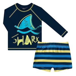 Conjunto de banho Kids Shark: Camiseta Surfista + Sunga - Tip Top
