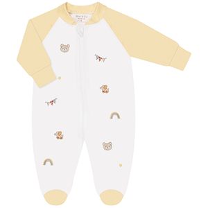 Macacão longo c/ zíper para bebê em algodão egípcio Ursinhos Amarelo - Mini & Co.