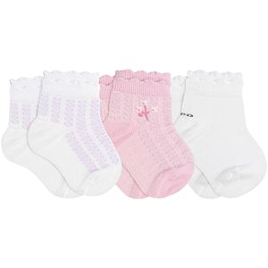 Tripack: 3 meias Soquete para bebê Branco/Flor/Branco - Lupo