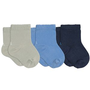 Tripack: 3 meias Soquete para bebê Cinza/Azul/Marinho - Lupo