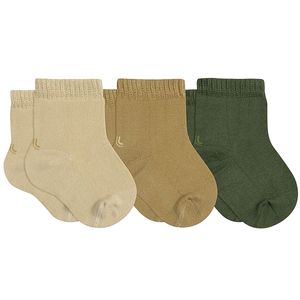 Tripack: 3 meias Soquete para bebê Bege/Caqui/Verde - Lupo