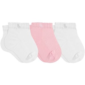 Tripack: 3 meias Soquete para bebê Branca/Rosa - Lupo