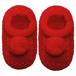 Sapatinho para bebê em tricot Pompom Vermelho - Roana