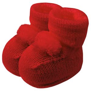 Botinha para bebê em tricot Pompom Vermelho - Roana