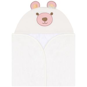 Toalha de banho c/ forro em fralda para bebê Ursa Floral - Mini & Co.
