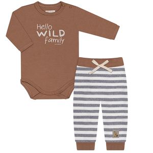 Body longo c/ Calça (Mijão) para bebê em algodão egípcio Family Safari - Mini & Co.