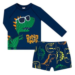 Conjunto de banho Kids Dinosaur: Camiseta Surfista + Sunga - Tip Top